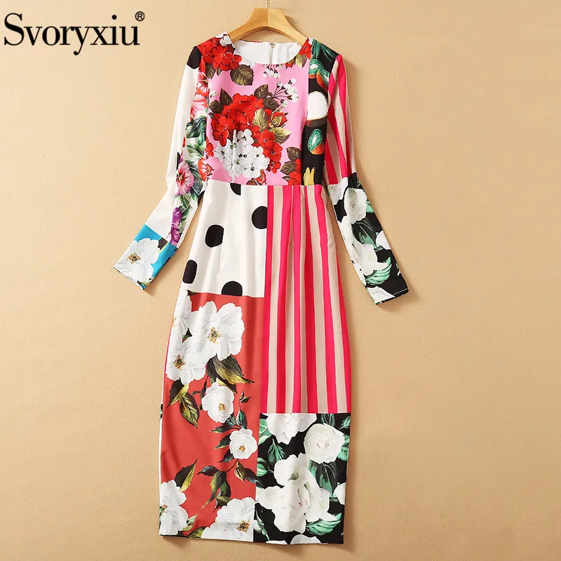 

Женское платье с длинным рукавом Svoryxiu, белое приталенное платье с цветочным принтом, весна-лето 2019