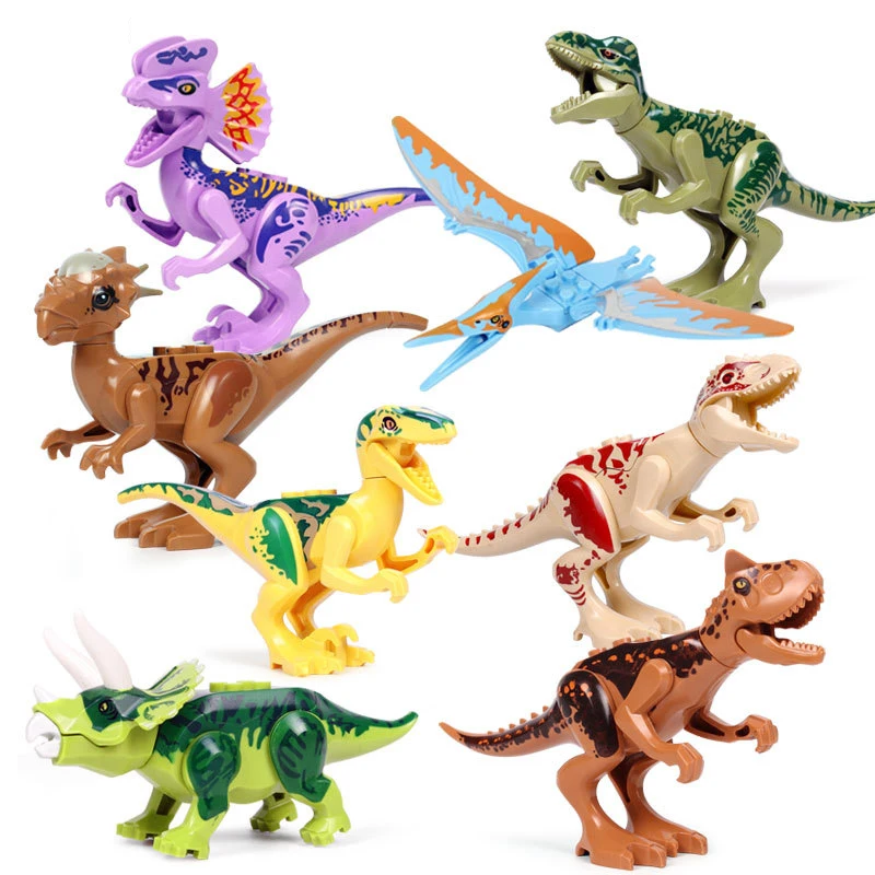 

Блокировочные блоки, игрушки, Динозавры юрского периода, тираннозавр рекс вайверн Велоцираптор Стегозавр для детей, подарки