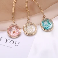 2021 hot dried flower transparent necklace for women michaela female creative fashion jewelry anniversary birthday date gifts