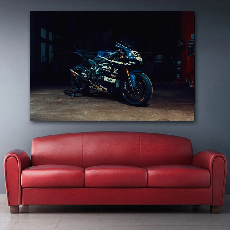 Canvas Painting Motorcycle Yamahas R1 Superbike Sport Bike Picture Silk Wall Art Posters and Prints For Living Home Decor | Дом и сад