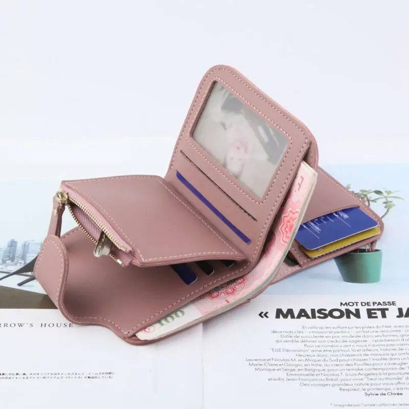 2019 женский короткий маленький кошелек для денег на молнии кожаный складной