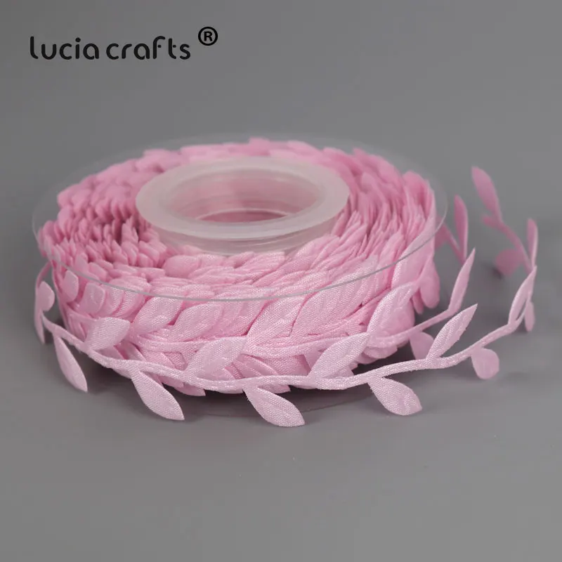Lucia crafts 1 рулон/лот(10 метров/рулон) 30 мм листья отделка украшения лист ленты DIY ткань аппликации швейная одежда Q0708 - Цвет: Pink