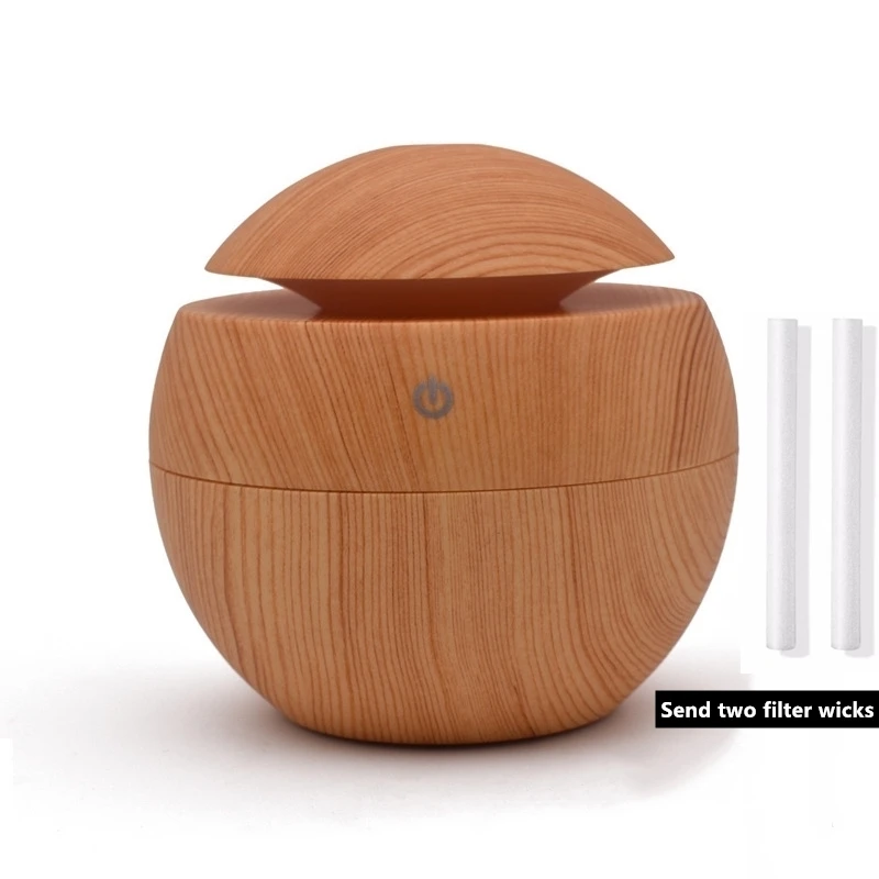 

Electric Air Humidifier Essential Aroma Oil Diffuser Ultrasonic Wood Grain Humidifier USB Home Mini Mist Maker LED Light For