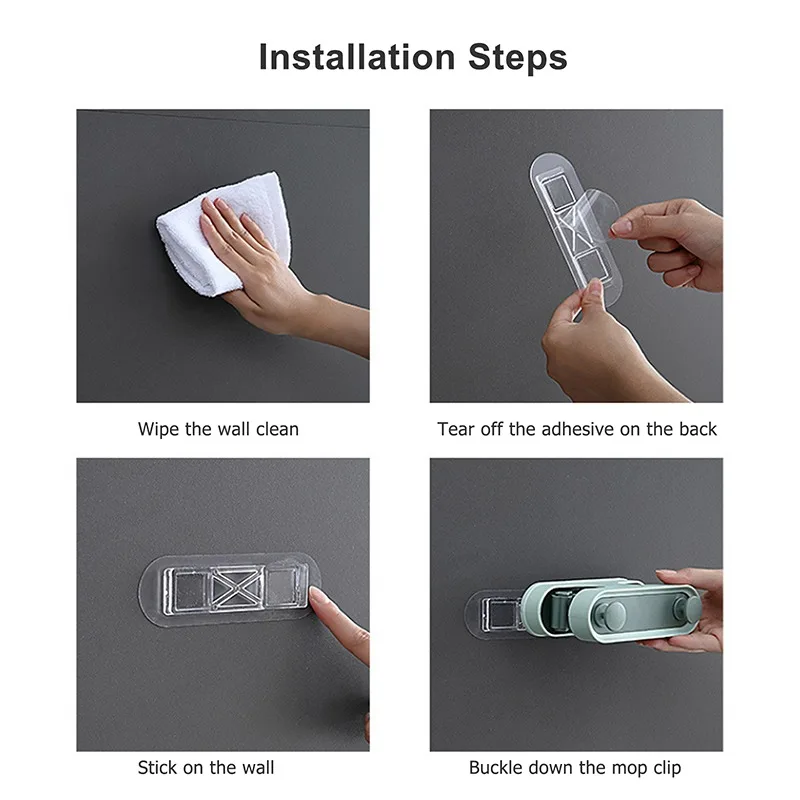

1Pc Mop Holder Wall Mounted Bathroom Storage Tools For Kitchen Mop Hook Racks Kitchen Organizer Home Decor Dropshipping