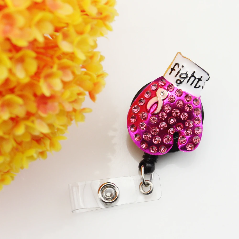 Боксерские перчатки с раком груди выдвижной значок катушка ID шнур имя бирка