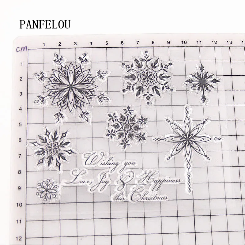 PANFELOU 12x10,5 см сверкающий снег прозрачный силиконовый прорезиненный прозрачный штамп мультфильм для скрапбукинга/DIY Рождественский свадебный альбом