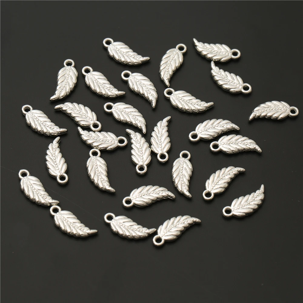 

100Pcs/Lot Plastic CCB Leaves Feather Pendant For Jewelry Making Gold Silver Diy Earrings Necklace Bracelet Charms Accessories