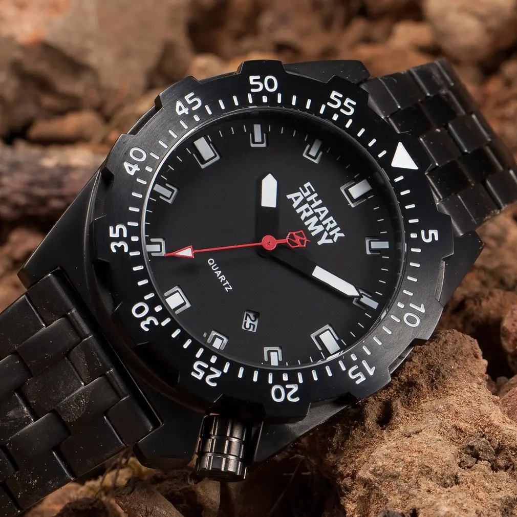 Акула спортивные часы мужские lcd Авто Дата Будильник стальной ремешок Хронограф