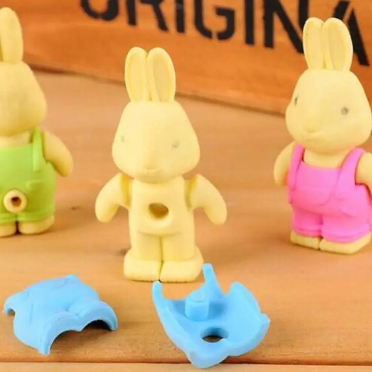 27 шт./лот Новинка мультяшная имитация Лапин мини Ластик резиновый для офиса и