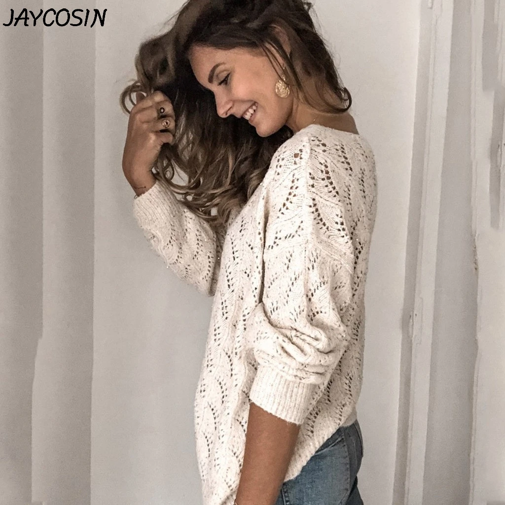 JAYCOSIN, женские свитера, одноцветные, выдалбливают, вязанные пуговицы, v-образный вырез, длинный рукав, кашемировый кардиган, свитер, Осень-зима, свитер, пальто