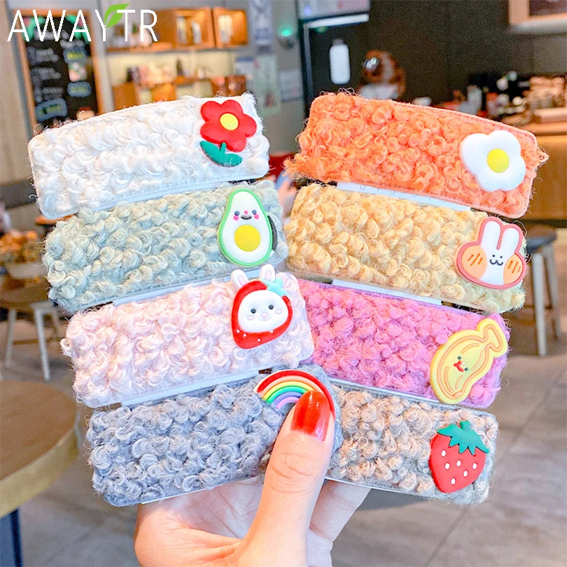 

New Girls Cute Lambswool Cartoon Hairpins Kids Sweet Hair Clips Barrettes Lovely Headband Children Fashion Hair Accessories