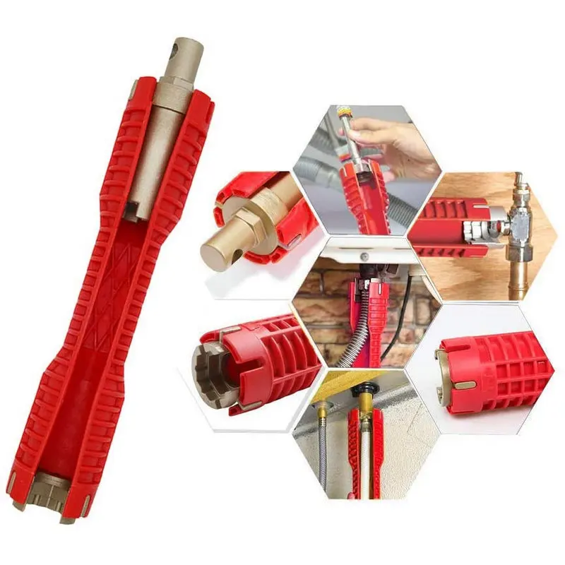 (8-in-1) faucet sink installer multi-purpose wrench plumbing tool for Toilet Bowl/Sink/Bathroom/Kitchen Plumbing and more (red) hvac and plumbing