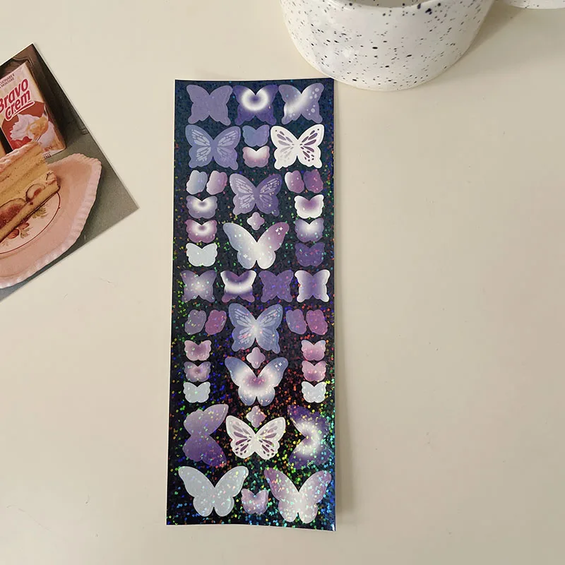 

Cute Butterfly Heart Laser Decorative Stickers Scrapbooking Doodling Collage Material DIY Diary Album Stationery Korean Sticker