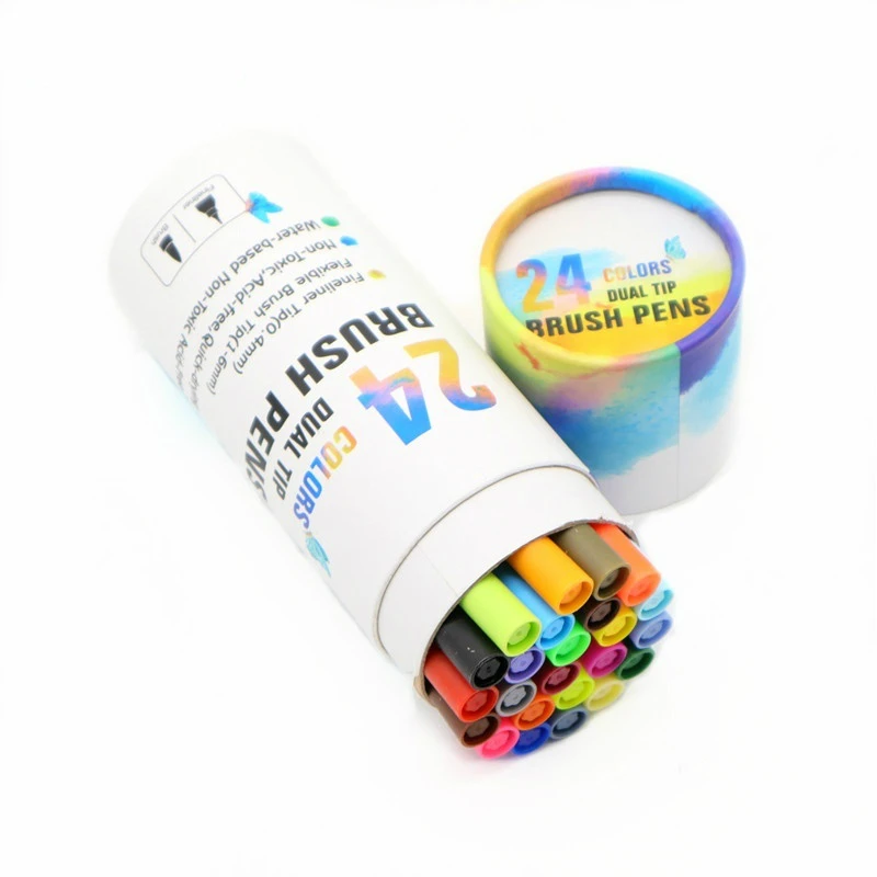 24 Color White 100 шт цветные ручки с двумя кончиками, художественный маркер, тонкая кисть для рисования, рисования, акварельные ручки для раскрашивания, манга, каллиграфия - Цвет: 24 Color White