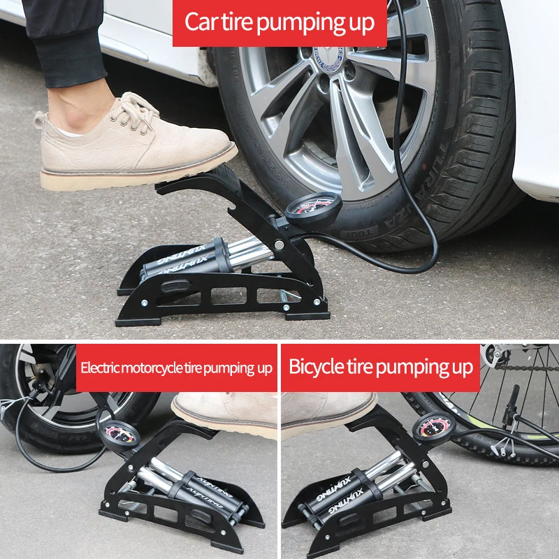 Xunting Bicycle Foot Pump Air with Pressure Maxium 200psi Schrader Presta Tyre Inflator Mini Gauge Tire Pumping Bike Accessories | Спорт и