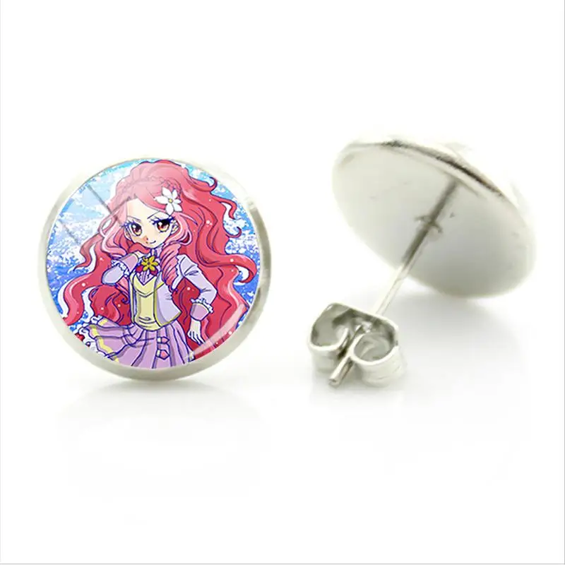Bandai Aikatsu милые персонажи Elza Forte Рисунок Аниме серьги-гвоздики стеклянный кабошон