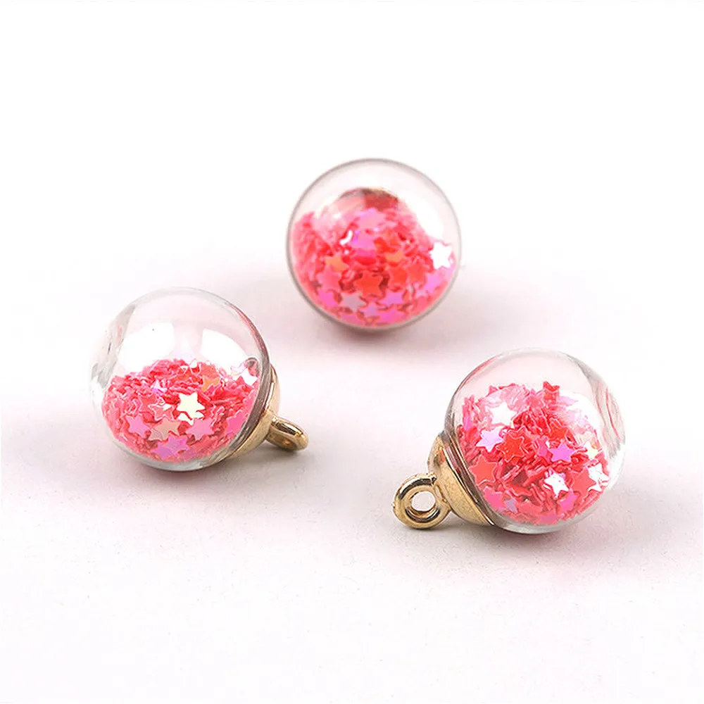 

10pc/bag Colorful Transparent Vial Glass Ball Charms Plastic Sequins Pendant Earring For Jewelry Making DIY Necklace Accessories