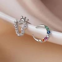 yc5357e s925 silver street snap series delicacy fashion sweet cloud moon zircon earring girls gift womens jewelry earrings