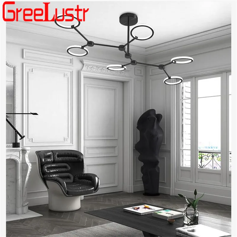 

New Modern Design Golden/Black Chandelier Lighting Rotate Lampshade Chandeliers Lamp Hanging Light Lustres Decor Home Lighting