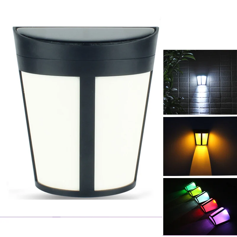 Открытый Солнечный забор столб светильник s RGB датчик лампа беспроводной