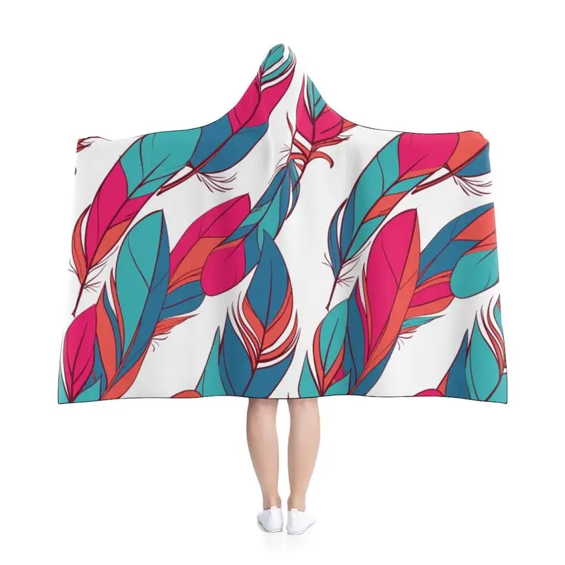 

Hooded Blanket Hooded Blanket Adult Feather Pattern Feather Aesthetic Aesthetic Blanket Hooded Cape Blanket Feather