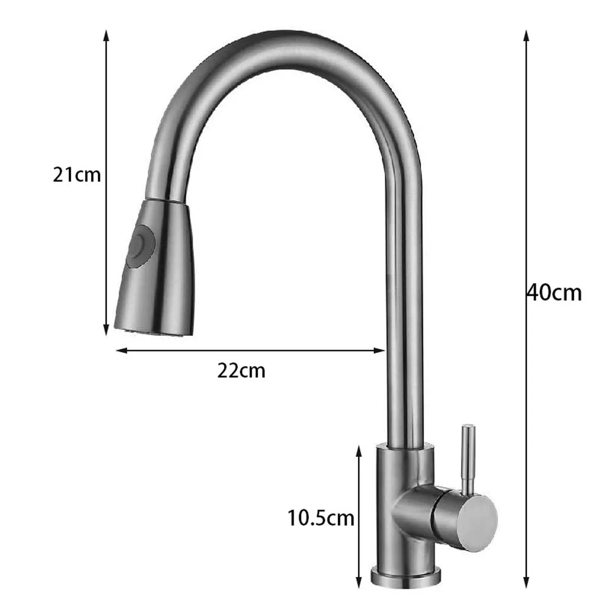 

Stainless Steel Kitchen Sink Faucet Pull Out Sprayer Head 360 Rotation Two Water Spray Mode Single Handle Cold And Hot Mixer Tap