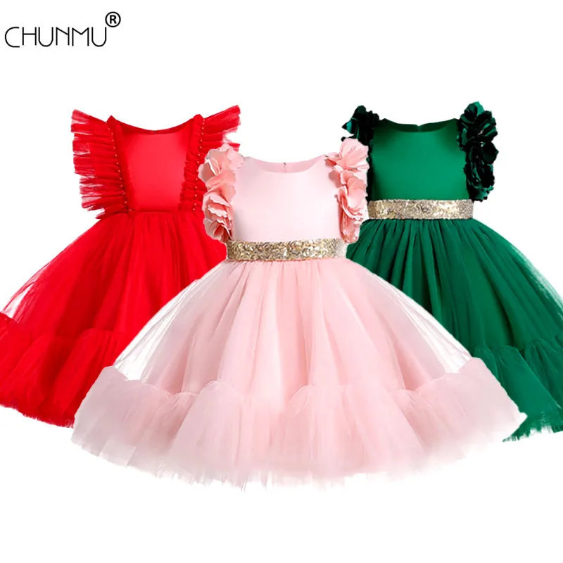 Платье-пачка с цветочным рисунком для девочек детское праздничное свадебное