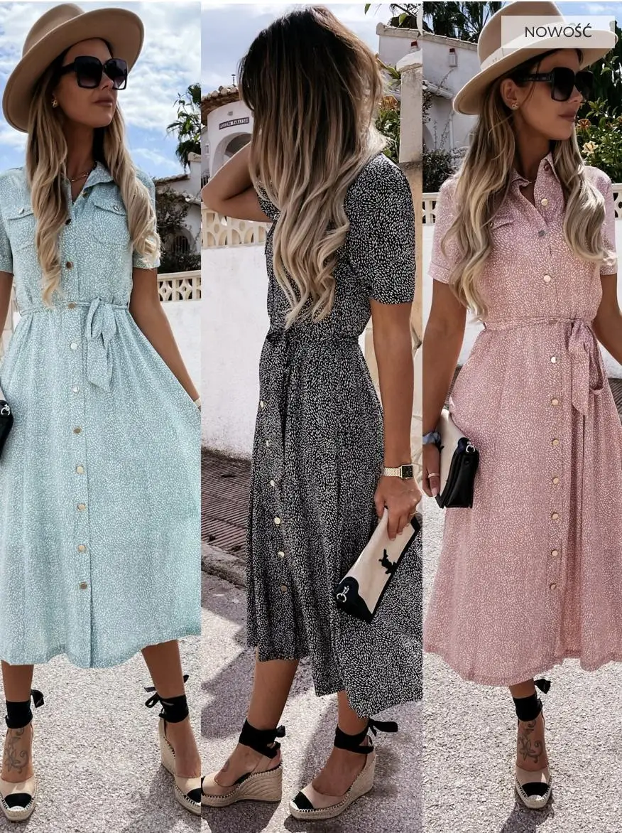 

Fashion women's dress 2021 summer new casual small floral belt mid-length dress