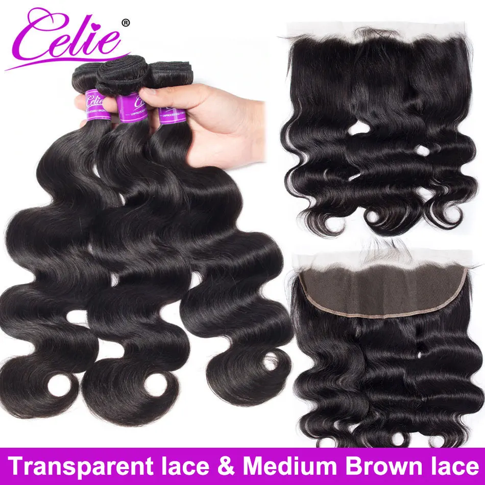 Волнистые пряди для тела Celie с фронтальной кружевной застежкой HD 3 закрытием