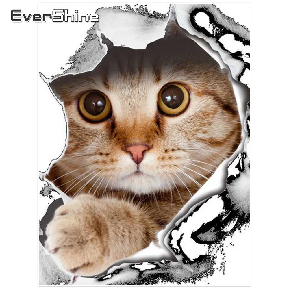 Evershine DIY 5D Diamond Painting Full Drill Cat Pictures Of Rhinestones Embroidery Animals Mosaic Home Decor | Дом и сад