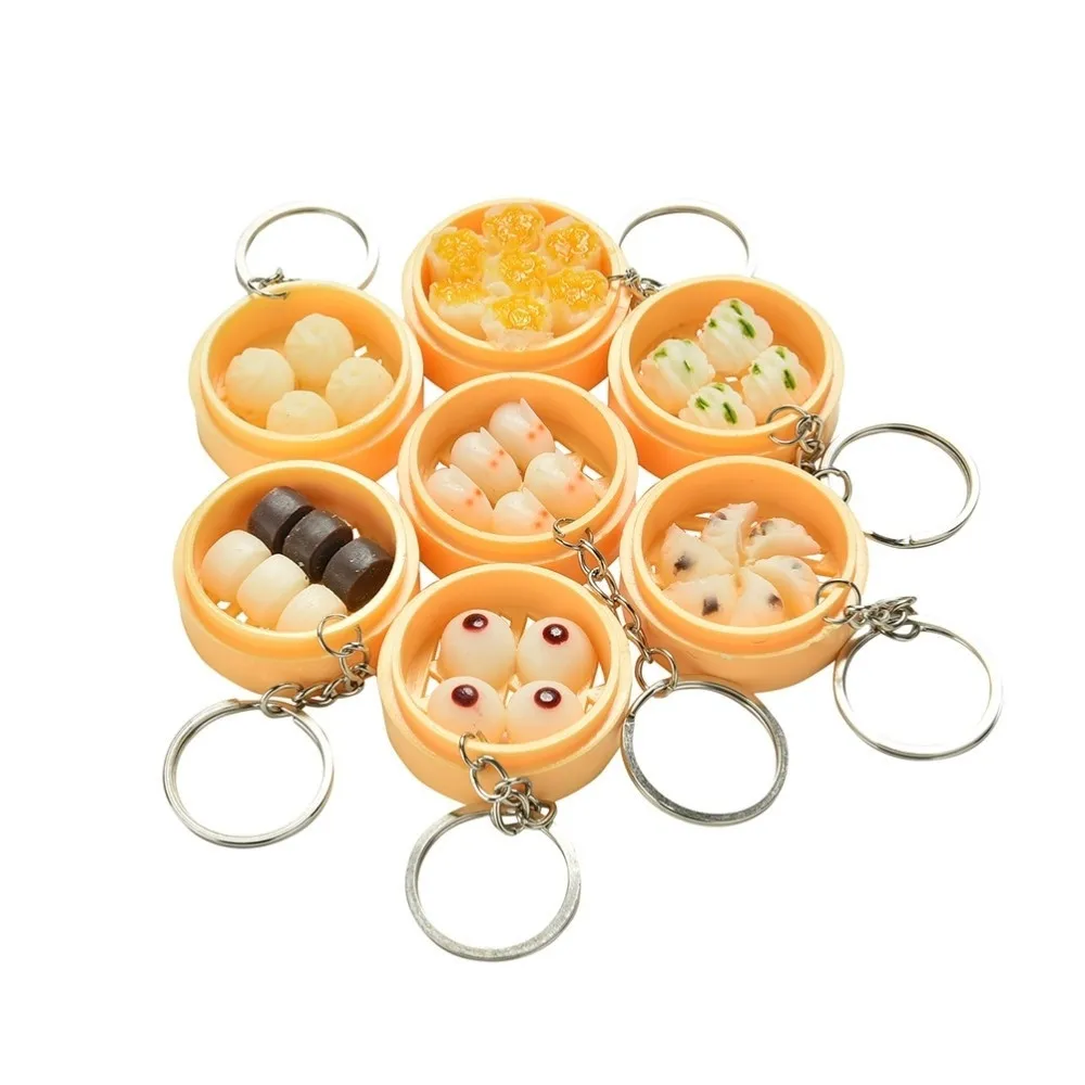 

New Simulation Food Mini Keychains Chinese Food Car Keychain Creative Cute Key chain Mini Bag Pendant Children Key Ring Gifts