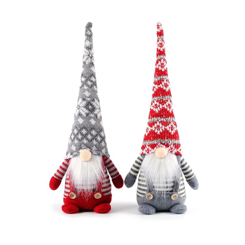 

2Pcs Dwarf Christmas Decoration Faceless Old Man Figurines Sweden Tomte Dwarf Toy Santa Claus Christmas Ornaments