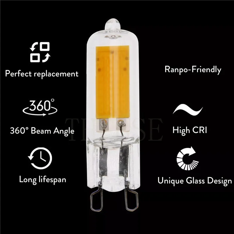 Новый G9 светодиодный светильник лампы с регулируемой яркостью 6 Вт 9 COB Стекло