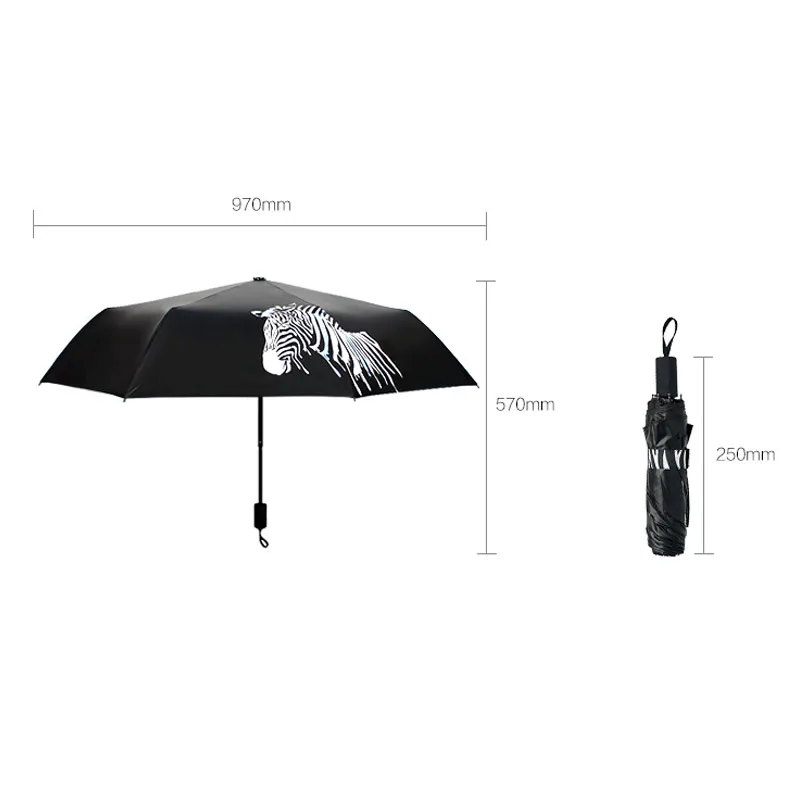 Зонт Солнечный автоматический зонт от солнца складной маленький черный меняющий