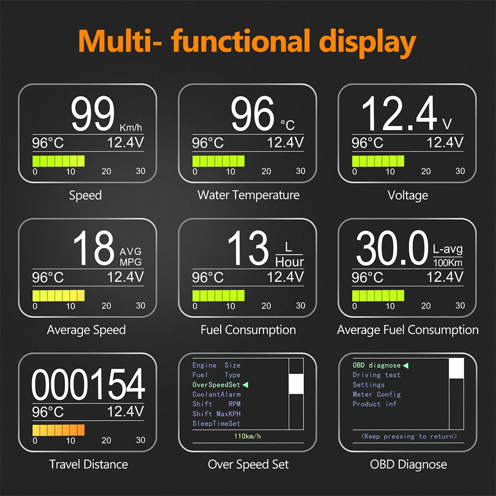 Мультифункциональный автомобильный индикатор OBD AUTOOL X50 Plus цифровой Obd 2 HUD метр с