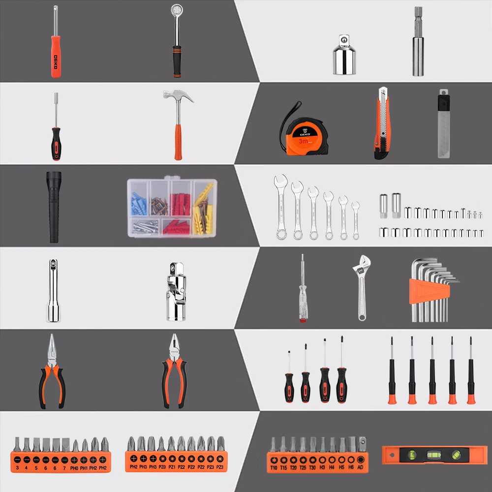 208 шт. профессиональный автомобильный Трещоточный гаечный ключ DEKO|Наборы ручных