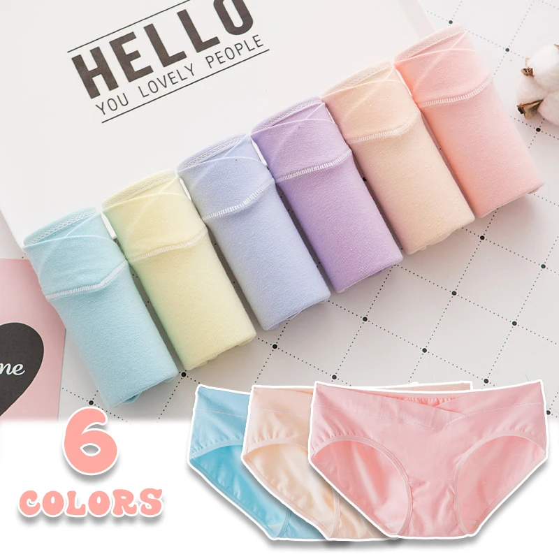 Разноцветные хлопковые трусики для беременных с заниженной талией удобное