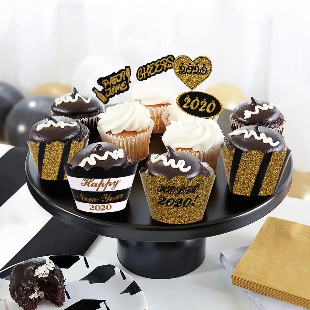 Новогодние и вечерние воздушные шары PATIMATE цвета черного золота для украшения