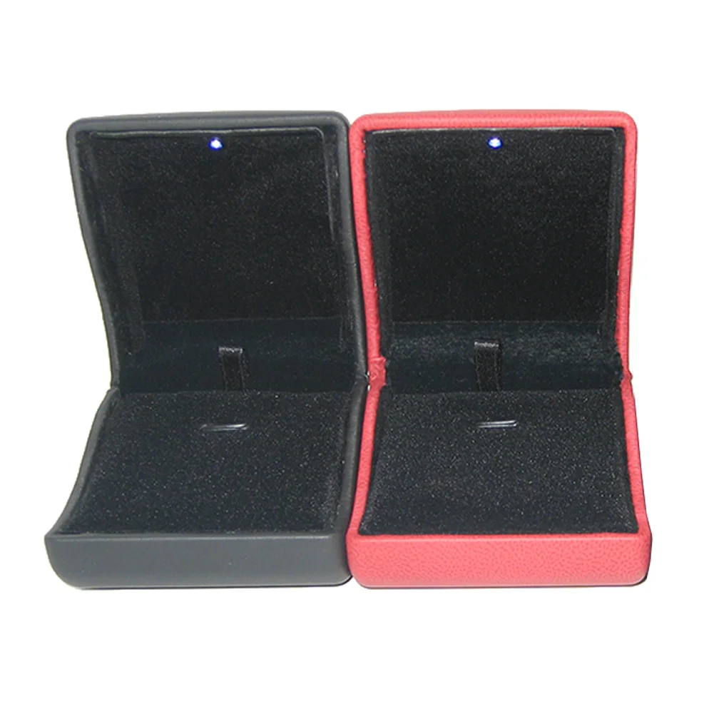 

PU Wedding Lovely Ring Box Fabala UV Ring Case Engagement Lighted Earrings Proposal Display Packaging Jewelry Organizer