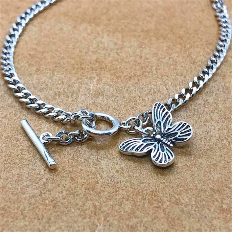 Бесплатная доставка винтажный панк стиль тибетская Серебряная бабочка браслет