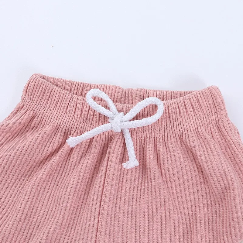 

0-4 Years Toddler Baby Girls Clothing Set Ribbed Cotton Tops+Short Pants 2pcs Outfits Newborn Kids Baby Boys Summer Clothes Sets