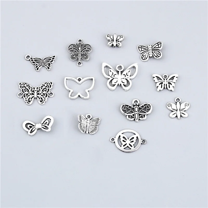 13 шт./лот летающие насекомые амулеты маленькая бабочка сплав соединитель