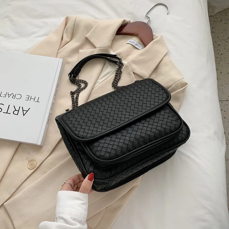 

Women's Small Bags 2021 Spring Korean Popular New Trendy Fashion Personality Woven Messenger Bag Chain Small Square Bag