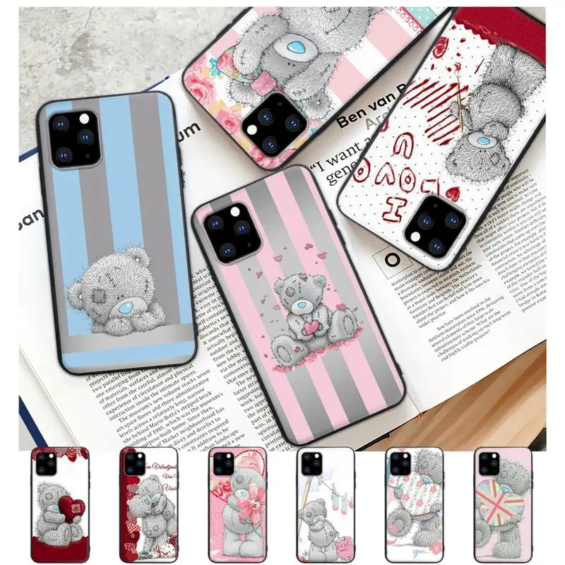 

Lovely Teddy Bear Black Silicone Phone Cover Case For IPhone 12 11 Pro Max Xs X Xr 7 8 6 6s Plus 5 5s Se 2020