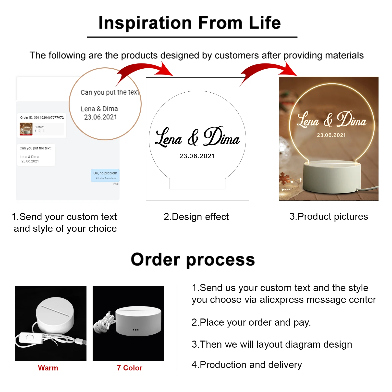 Personalized Custom Gifts 3D Night Light DIY Text Photo Lamp Wedding Anniversary Birthday Mother's Day Father's Gift | Лампы и