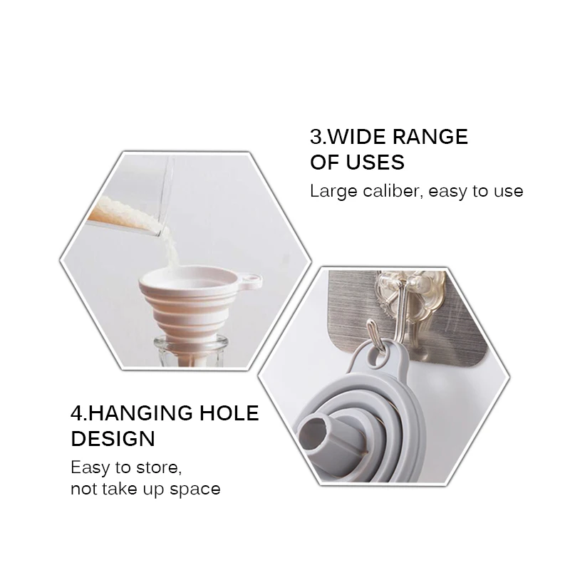 Foldable Funnel Collapsible Style Hopper Kitchen Gadget Mini Silicone Cooking Tools Accessories |