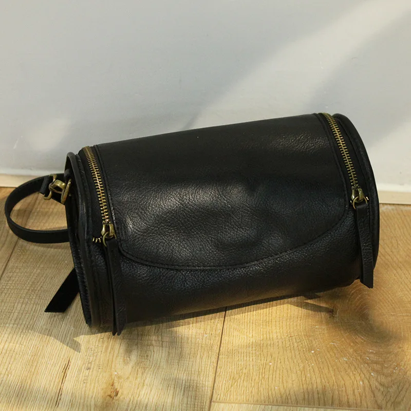 Retro Genuine Leather Baguette shape Handbag New Fashion Women Shoulder Bags Ladies Cylinder Hand Bag Sac Main Femme 2020 | Багаж и сумки