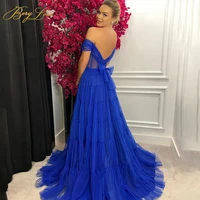 berylove a line royal blue prom dress off shoulder sweetheart long party dress pleated tulle sexy evening dress formal vestidos