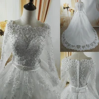 zj9131 amazing new wedding dress sheer sleeves pearls princess wedding dresses romantic bride dresses customer made size 2 4 6 8