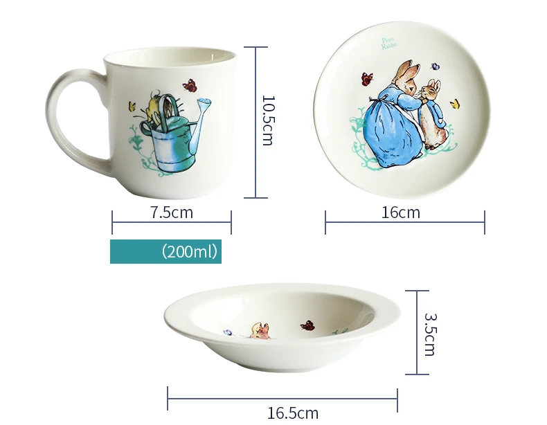 PETER RABBIT Official Genuine Baby Kids Dinnerware Dinner Set Mug Soup Plate Dish Kit Cutlery Tableware Food Container Cubiertos